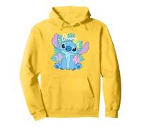 Disney Lilo & Stitch Ohana Adorable Pose Floral Logo Pullover Hoodie, Unisex für Erwachsene, Gelb, XXL