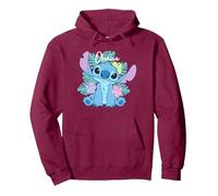 Disney Lilo & Stitch Ohana Adorable Pose Floral Logo Pullover Hoodie, Unisex für Erwachsene, Kastanienbraun, XXL