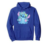 Disney Lilo & Stitch Ohana Adorable Pose Floral Logo Pullover Hoodie, Unisex für Erwachsene, Königsblau, S