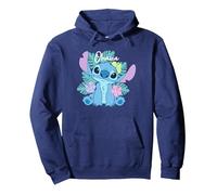 Disney Lilo & Stitch Ohana Adorable Pose Floral Logo Pullover Hoodie, Unisex für Erwachsene, Marineblau, XXL