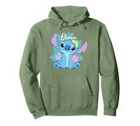 Disney Lilo & Stitch Ohana Adorable Pose Floral Logo Pullover Hoodie, Unisex für Erwachsene, Salbeigrün, S