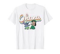 Disney Lilo & Stitch Ohana Rainbow T-Shirt, Herren, Weiß, 5XL