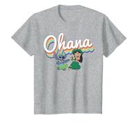 Disney Lilo & Stitch Ohana Rainbow T-Shirt, Kinder, Grau Meliert, 98