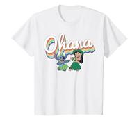 Disney Lilo & Stitch Ohana Rainbow T-Shirt, Kinder, Weiß, 128
