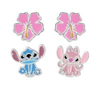 Disney Lilo & Stitch Ohrstecker-Set mit Stitch, Angel und Hibiskus für Damen | Offizielles Disney Lizenzprodukt | Geschenkbox
