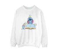 Disney - "Lilo & Stitch Reading A Book" Sweatshirt für Damen (Weiß) L