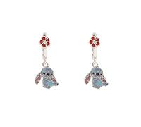 Disney Lilo & Stitch Silber und Rot Enamel Hanging Flower Ohrringe