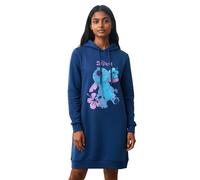 Disney Lilo & Stitch Sweatkleid für Damen - Oversize Hoodie Kapuzenpullover lang Sweatshirt Langarm Blau (DE/NL/SE/PL, Alphanumerisch, S, Regular, Regular)