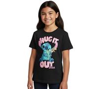 Disney Lilo & Stitch T-Shirt für Mädchen - Hug it Out Oberteil Kinder Shirt kurzärmlig Schwarz (DE/NL/SE/PL, Numerisch, 170, 176, Regular)