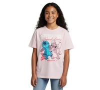 Disney Lilo & Stitch T-Shirt für Mädchen - Tropical Love Oberteil Kinder Shirt kurzärmlig Rosa (DE/NL/SE/PL, Numerisch, 134, 140, Regular)