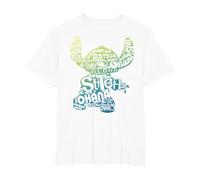 Disney Lilo & Stitch Textfüllung Stich Silhouette T-Shirt, Herren Große Größen, Weiß, 6X Tall