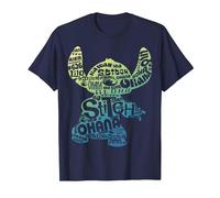 Disney Lilo & Stitch Textfüllung Stich Silhouette T-Shirt, Herren, Marineblau, 6XL