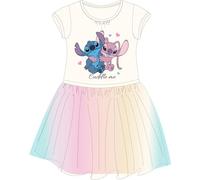 Disney Lilo & Stitch Tüllkleid für Mädchen, Pastelfarben Kleid, Glitzer-Tüllrock, Größen 98-128 Kurzarm Sommerkleid für Alltag, Geburtstag und Freizeit (DE/NL/SE/PL, Numerisch, 98, Regular, Weiss)