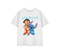 Disney Lilo & Stitch Weißes Kurzarm-Grafik-T-Shirt für Mädchen | Kinder T-Shirt | Stich-Charakter-Druck Film-Merchandise-Top für Kinder und Jugendliche