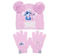 Disney Lilo & Stitch Wintermütze & Handschuhe Set für Mädchen - Warme & Kuschelige Beanie Mütze & Handschuhe - Perfekt für Kinder im Alter von 6-12 Jahren, rose, One size