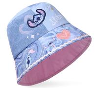 Disney Lilo und Stitch Fischerhut Kinder, Mädchen Bucket Hat für Sommer, Urlaub, Strand - Stitch Sachen (Rosa/Blau Nicht Umkehrbar)