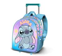 Disney Lilo und Stitch Mischievous-Kleiner 3D Rucksack mit Rädern, Blau, 26 x 34 cm, Kapazität 7 L