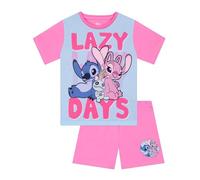 Disney Lilo und Stitch Pyjama Mädchen, Süßer Schlafanzug, Kurzarm Pyjama Mädchen, Schlafanzüge Kinder Für Dden Sommer, Rosa 116