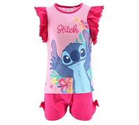 Disney Lilo und Stitch Pyjama-Set, kurzes 2-teiliges Set mit Rouches, für Mädchen, Rosa, 6 Jahre