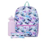 Disney Lilo Und Stitch Rucksack 3 Teilig | Rucksäcke, Trinkflasche, Federmappe | Lilo Und Stitch Schulranzen Set | Mehrfarbig