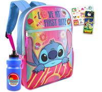 Disney Lilo und Stitch-Rucksack-Set für Kinder - 4-teiliges Schulbedarfspaket mit Stitch-Rucksack für Mädchen, Aufkleber, Wasserflasche und mehr