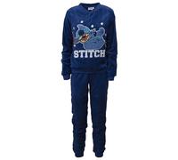 Disney Lilo und Stitch Schlafanzug für Damen, Mädchen, lang, Winter, aus Fleece, 7012, blau, XL