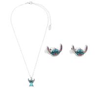 Disney Lilo und Stitch Schmuckset, Mickey & Minnie Mouse Armband Halsband Schmuckkästchen - Mädchen Geschenke (Silber Stitch)
