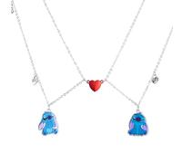 Disney Lilo und Stitch Schmuckset, Mickey & Minnie Mouse Armband Halsband Schmuckkästchen - Mädchen Geschenke (Silber Stitch Freundschaft)
