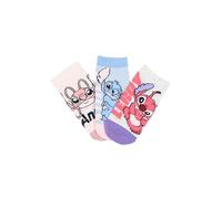 Disney Lilo und Stitch Set 3 Paar Socken aus Baumwolle für Mädchen und Jungen, mehrfarbig mit Stitch und Angel Figuren, Weiß, 27-30
