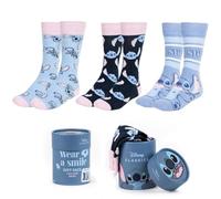 Disney Lilo und Stitch Socken 3er Pack socken Strümpfe in schöner Geschenkverpackung (DE/NL/SE/PL, Numerisch, 36, 43, Regular, Regular, Hellblau)