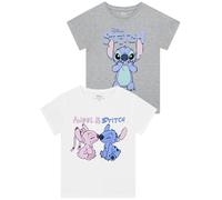 Disney Lilo Und Stitch Tshirt, Kurzarm T Shirt Mädchen, Lilo & Stitch Kleidung, Multipack T-Shirts Für Mädchen, Tshirt Kinder Grau 104