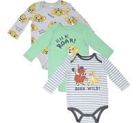 Disney Lion King Baby Boys 3 Pack Long Sleeve Bodysuits Green/White/Gray 18 Months