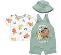 Disney Lion King Baby Boys 3 Piece Outfit Set: Short Overalls T-Shirt Hat 6-9 Months