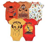 Disney Lion King Baby Boys' 5 Pack Bodysuits Simba Timon Pumbaa, 3-6 Months