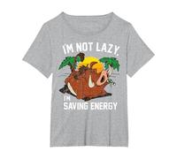 Disney Lion King Lazy Pumbaa Graphic T-Shirt T-Shirt, Damen Große Größen, Grau Meliert, 2X