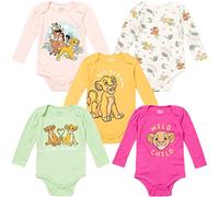 Disney Lion King Pumbaa Simba Timon Newborn Baby Girls 5 Pack Bodysuits Pink / Yellow / White / Green 6-9 Months