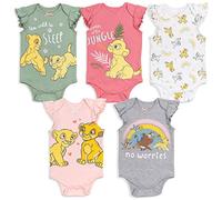 Disney Lion King Simba Nala Baby Girls 5 Pack Short Sleeve Bodysuit Multicolor Newborn