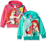 Disney Little Girls' Ariel 2 Pack Hoodies, Green, 4