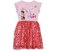 Disney Little Minnie Mouse Ruffle Sleeve Tulle Dress-Girls Sizes 4-16, Pink/Red, 4-5