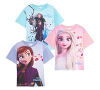 Disney Mädchen 3er-Pack Frozen T-Shirts Kinder Elsa Anna Verkleidungs-Oberteile Baumwoll-Shirts Frozen Geschenk, multi, 4-5 Jahre