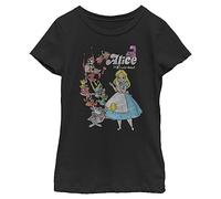 Disney Mädchen Alice in Wonderland Wonderland Group T-Shirt, Schwarz, XS