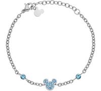 DISNEY Armband MICKEY MOUSE Edelstahl mit blauen Zirkoniasteinen Silber
