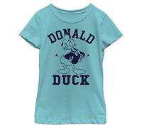 Disney Characters Donald Goes to College Girl's Solid Crew Tee, Tahiti Blue, X-Small