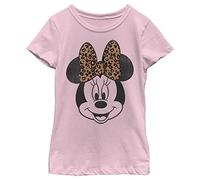 Disney Mädchen Classic Mickey Modern Minnie Face Leopard T-shirt T-Shirt, Rosa, XS