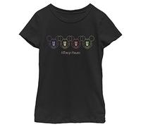Disney Mickey Mouse Colorful Outline Logo Girls Standard T-Shirt, Black, X-Small