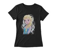 Disney Mädchen Frozen Elsa Swirl T-shirt T-Shirt, Schwarz, XS