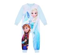 Disney Mädchen Frozen Schlafanzug Elsa Anna Kinder Einteiler, blau, 5-6 Years