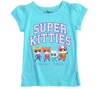 Disney Mädchen Juniors Super Kitties Pawsitively Powerful Mädchen Kurzarm T-Shirt, Türkis (01), 4-5