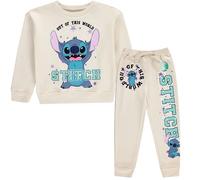 Disney Mädchen Lilo & Stitch Bekleidungsset Stitch Sweatshirt Hoodie Jogger 2-teiliges Outfit Set Größen 32-44, Elfenbein-Crew, 14-16