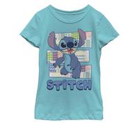 Disney Mädchen Lilo & Stitch Stitch Character Shirt with Pattern T-Shirt, Tahiti Blue, XS